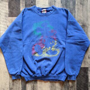 Vintage Disney Mickey Mouse Sweatshirt Blue Large XL Fleece